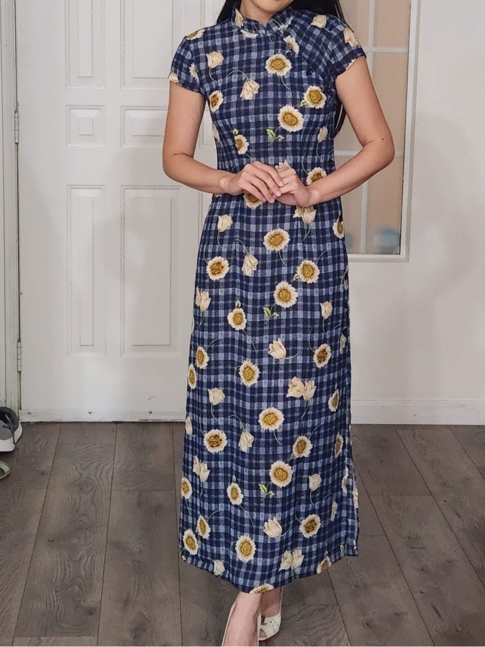Floral Plaid Maxi Dress Sz.S